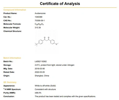 Avobenzone COA CAS 70356-09-1 | Shaanxi BLOOM Tech Co., Ltd Avobenzone COA CAS 70356-09-1 | Shaanxi BLOOM Tech Co., Ltd